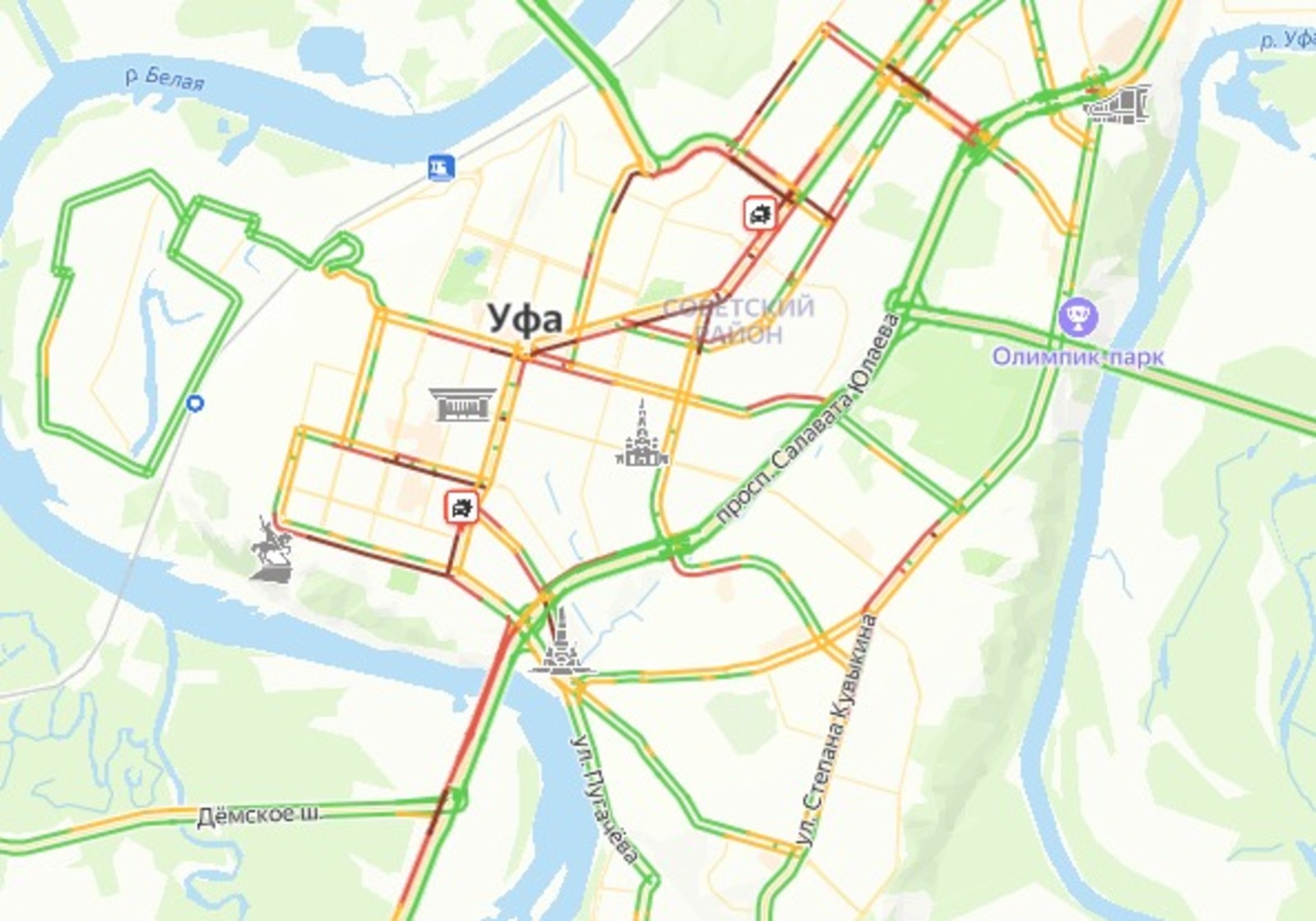 Яндекс.Пробки, скриншот.